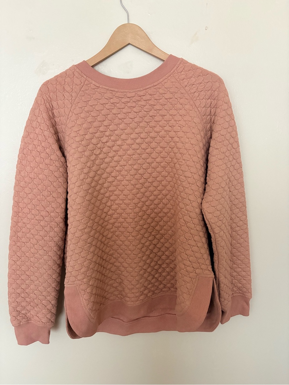 Beginning Boutique Quilted Dusty Rose Crewneck Sweater